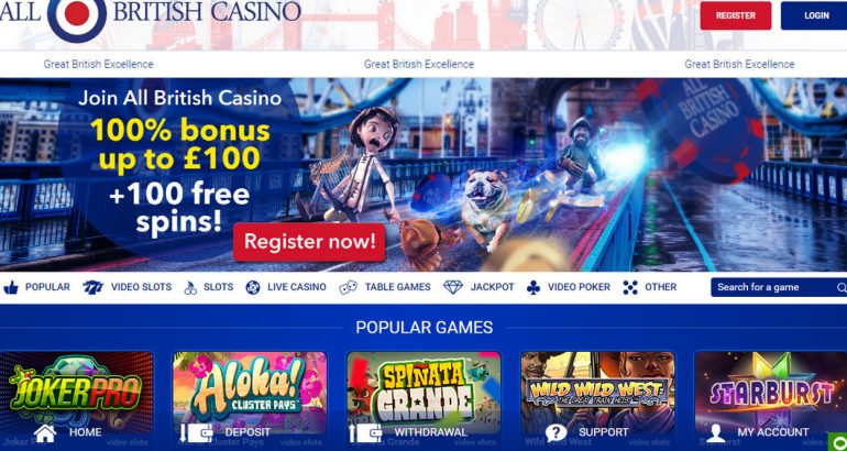 Get €100 Welcome Bonus on AllBritishCasino